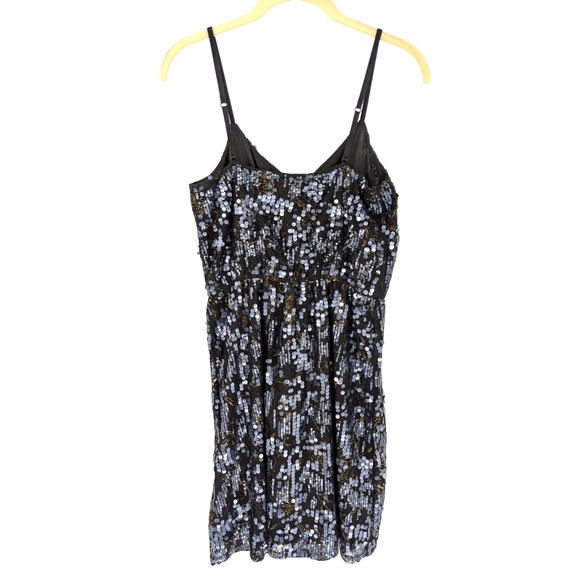 EXPRESS Dark Fairy Sequined Dress SMALL Black Spaghetti Straps Grunge - Picture 4 of 13